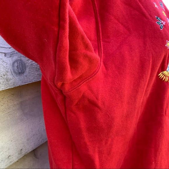 Vintage 90s Red Felt Snowman Appliqué Graphic Crewneck Ugly Christmas Sweatshirt - Picture 14 of 16
